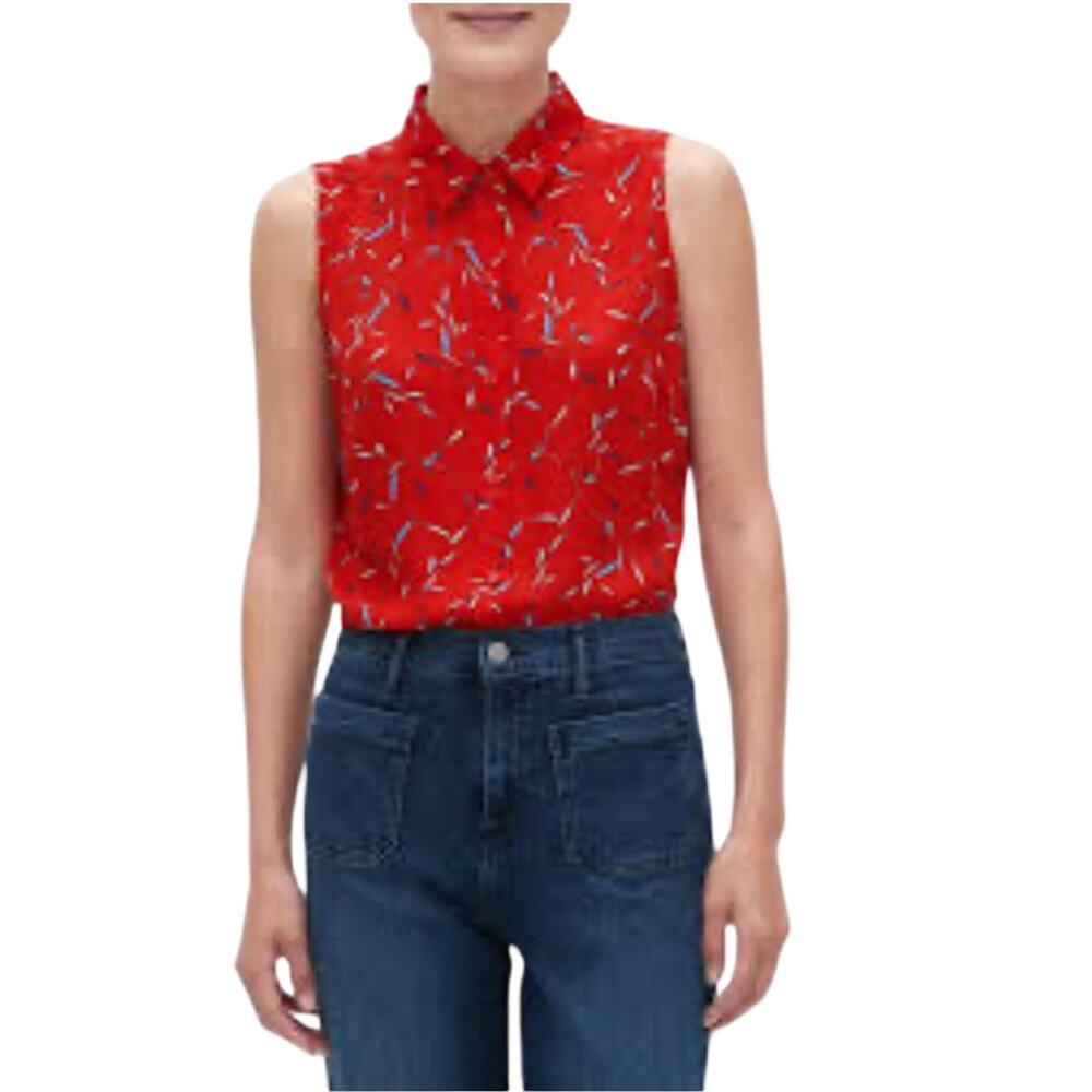 Banana Republic Red Sleeveless Printed Top classic fit - Picture 1 of 6